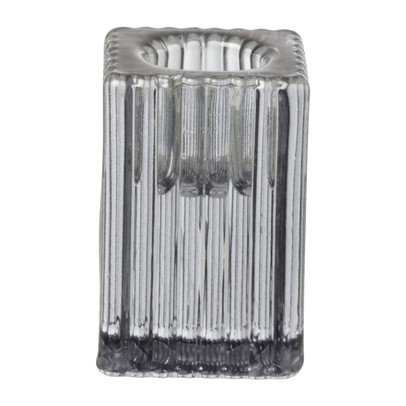 Kandelaar rib glas - grijs - 4x4x6 cm 