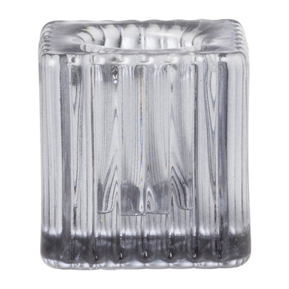Kandelaar rib glas - grijs - 4x4x4 cm 