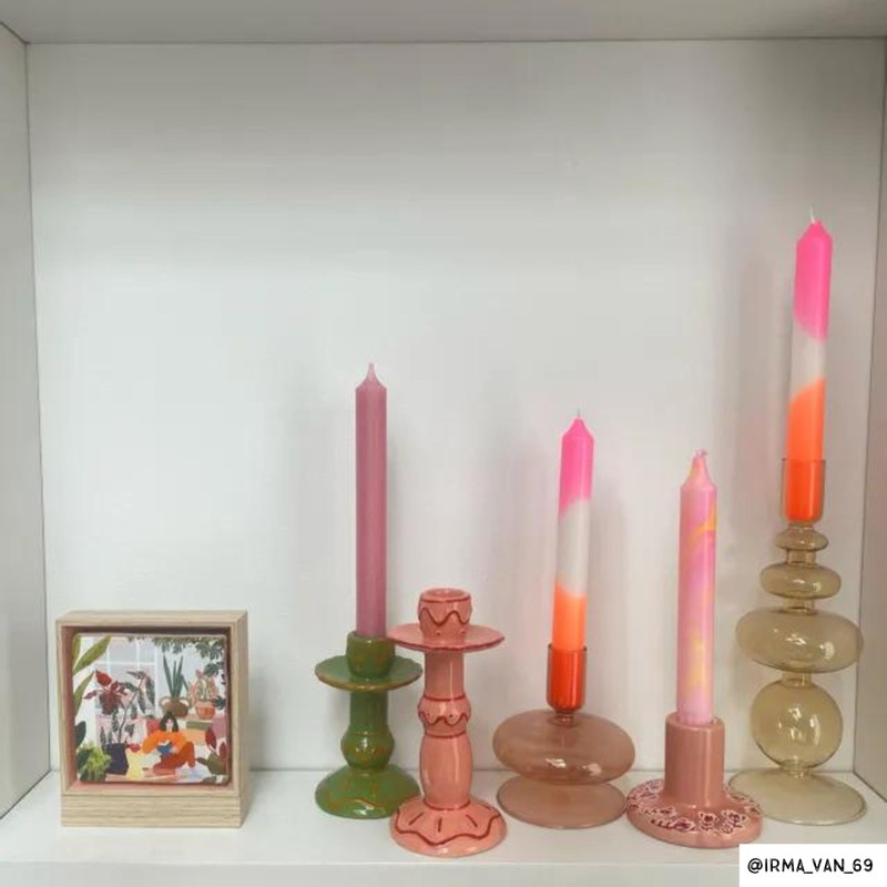 Kandelaar roze - keramiek - ø10.5x16 cm