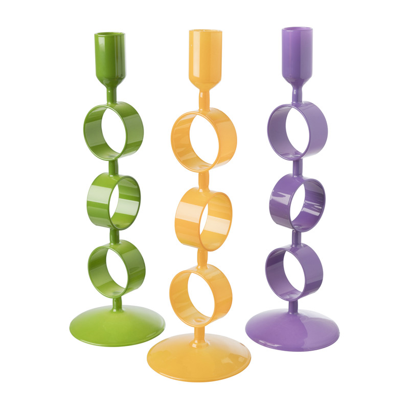 Kandelaar ringen groot - oranje - ø9x27 cm