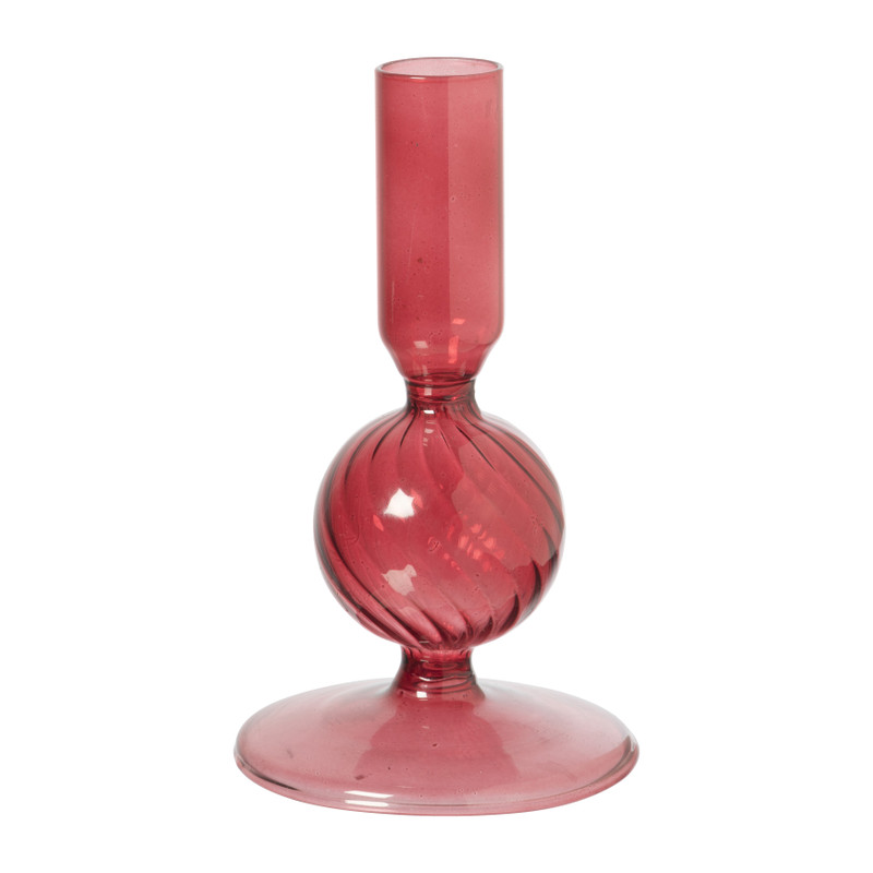 Kandelaar glas bol - rood - ?8x13.5 cm