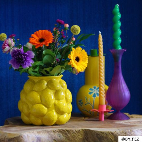 Kandelaar hoog - paars - ø8x22.5 cm 