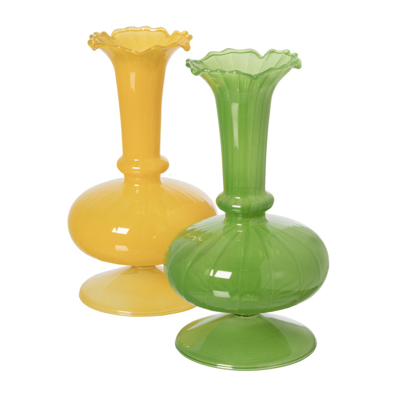 Kandelaar vaas - groen - ø9x16.5 cm