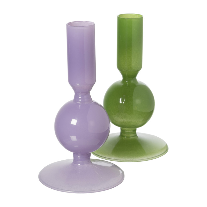 Kandelaar bol - paars - ø8x13.5 cm