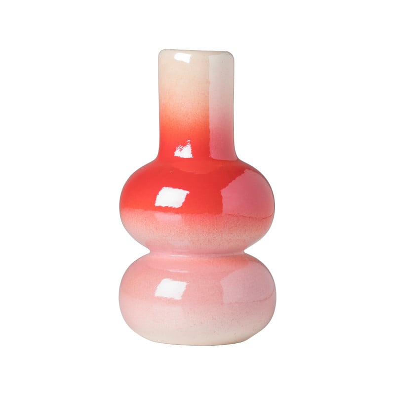 Kandelaar glazed - rood/roze - ø7x13.5 cm