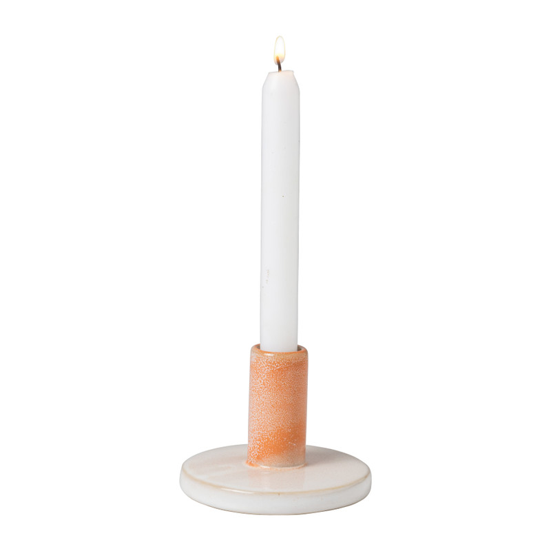 Kandelaar keramiek - oranje - ø10x7.5 cm