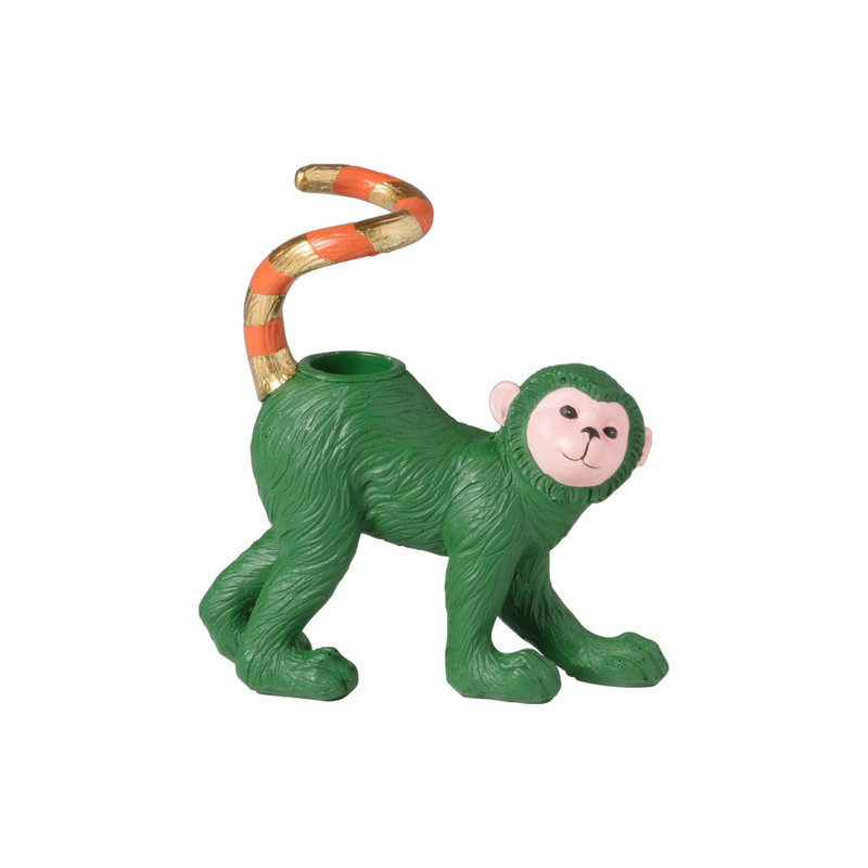 Kandelaar aap - groen - 12x14x2.5 cm