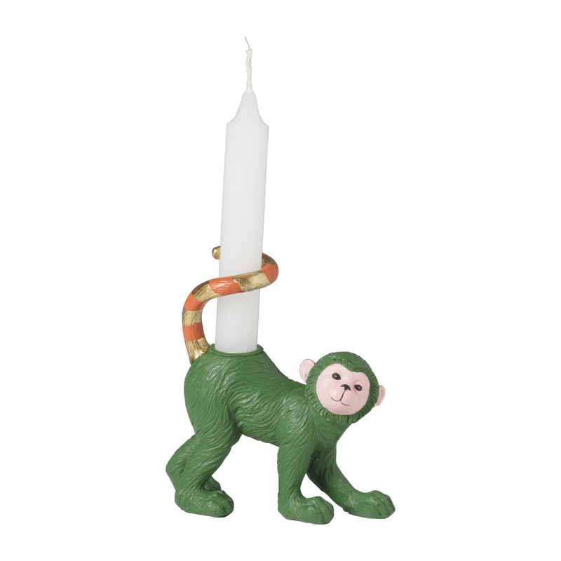 Kandelaar aap - groen - 12x14x2.5 cm