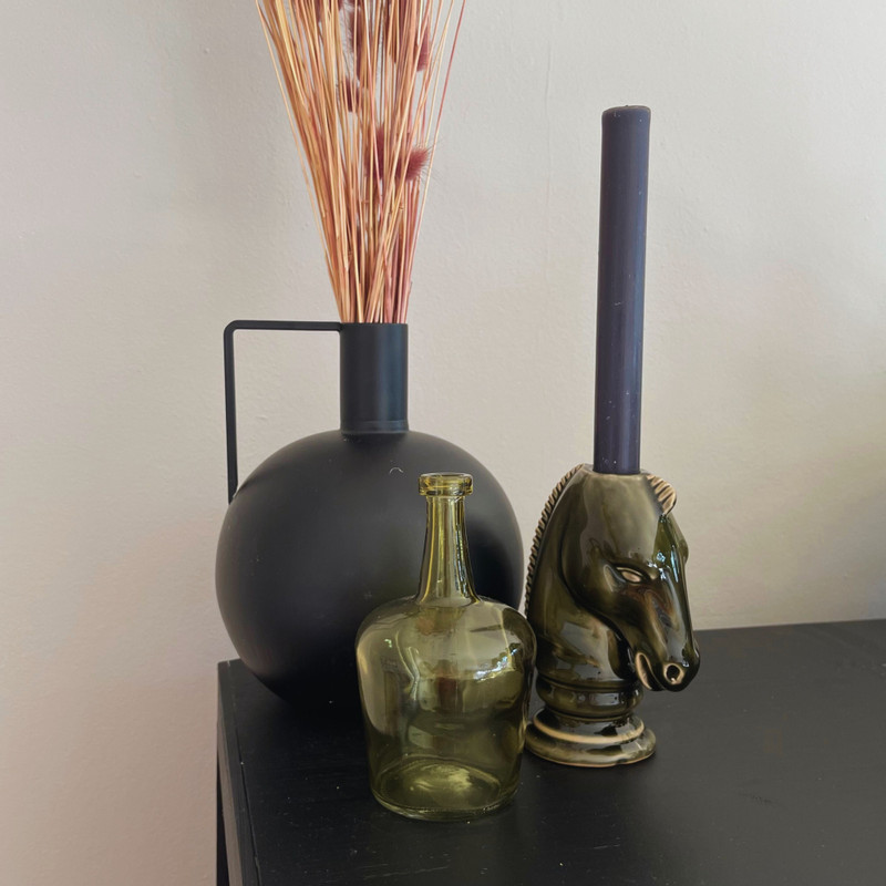 Kandelaar paard - groen - 14x10.2x6.5 cm