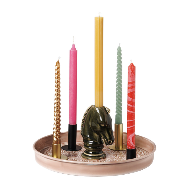 Kandelaar paard - groen - 14x10.2x6.5 cm