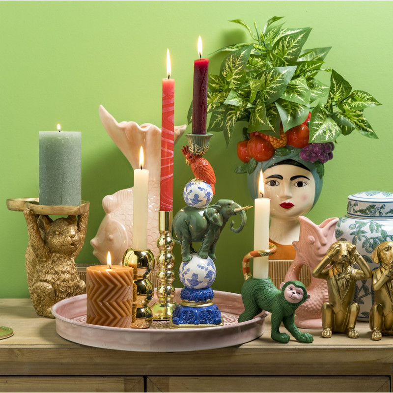 Kandelaar olifant - multikleur - 30x13x8.5 cm