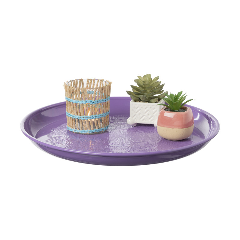 Decoratieplateau - paars - ø36x3 cm