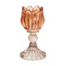 Waxinelichthouder tulp - roze/oranje - ø7.8x14.9 cm