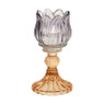 Waxinelichthouder tulp - paars/oranje - ø7.8x14.9 cm
