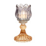 Waxinelichthouder tulp - paars/oranje - ø7.8x14.9 cm
