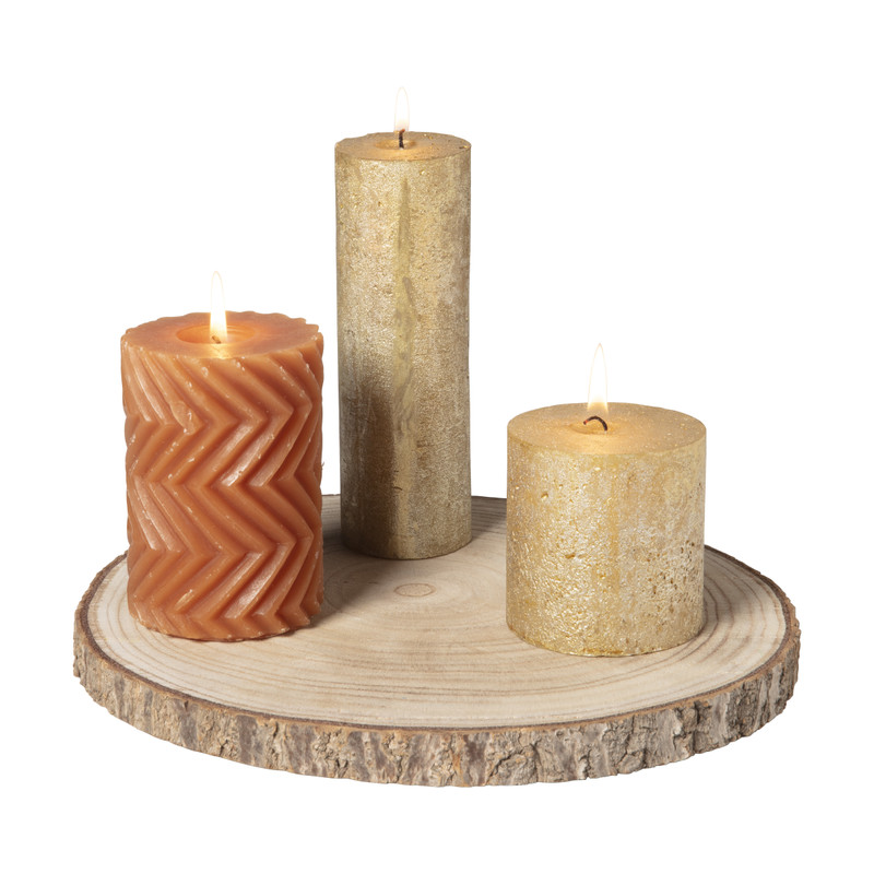 Decoratieplateau hout - bruin - ø26x2 cm