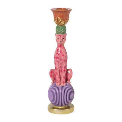 Kandelaar luipaard - multikleur - ø7x25 cm