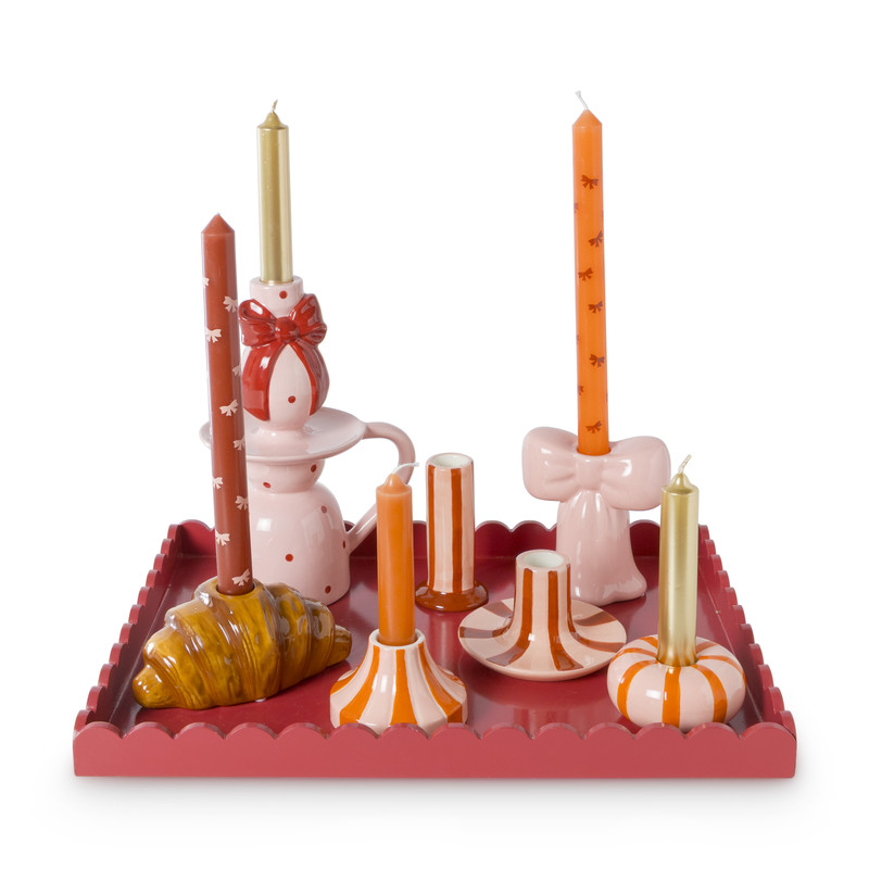 Kandelaar strik klein - roze - 11.7x10.5x7 cm