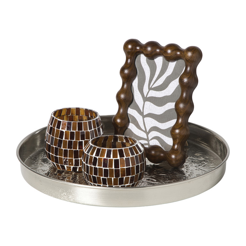 Plateau reliëf Colinda - zilver - ø30 cm