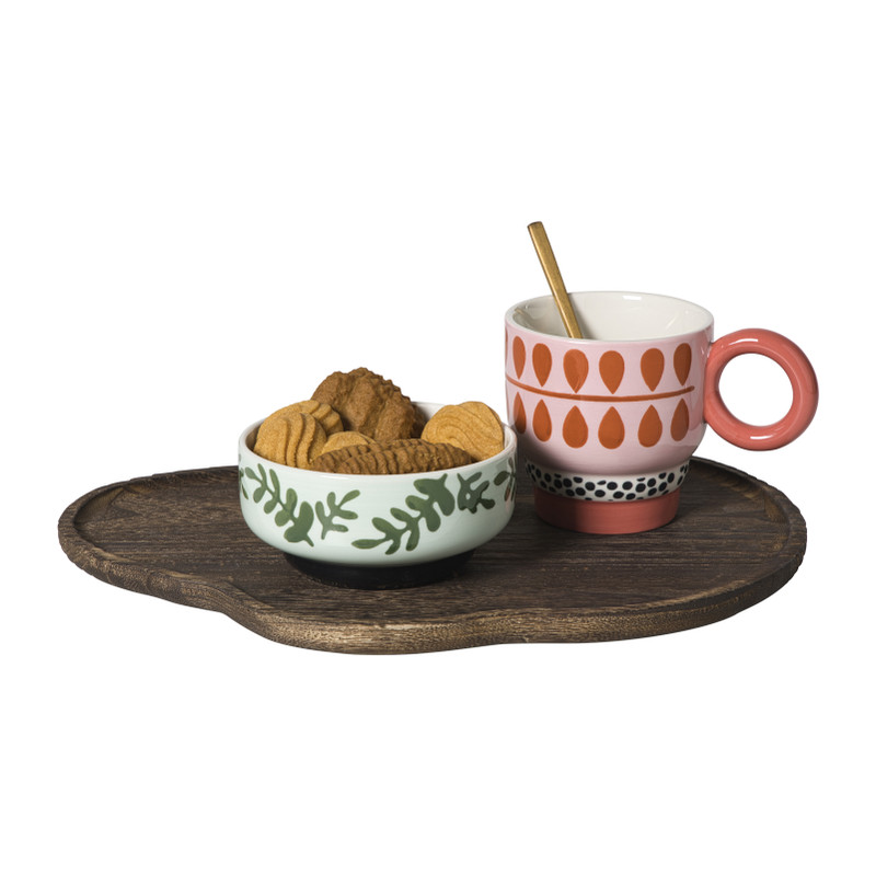 Plateau organisch hout - bruin - 8x25x25 cm