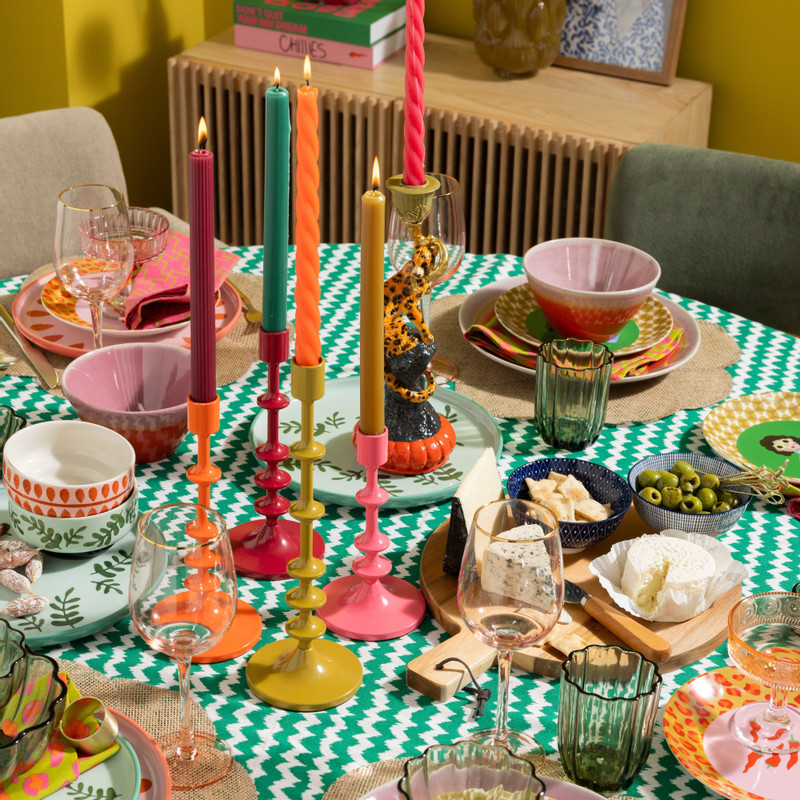 Kandelaar groot - geel - ø10x30.5 cm