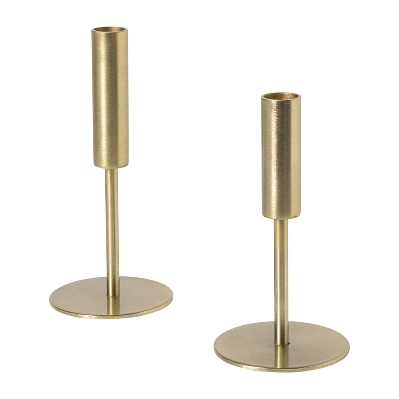 Kandelaar smal hoog - goudkleurig - ø9x19.5 cm