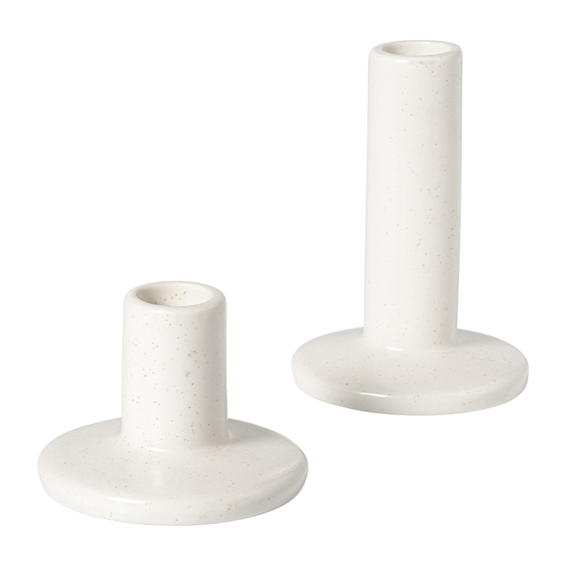 Kandelaar keramiek klein - wit - ø8.2x6.2 cm