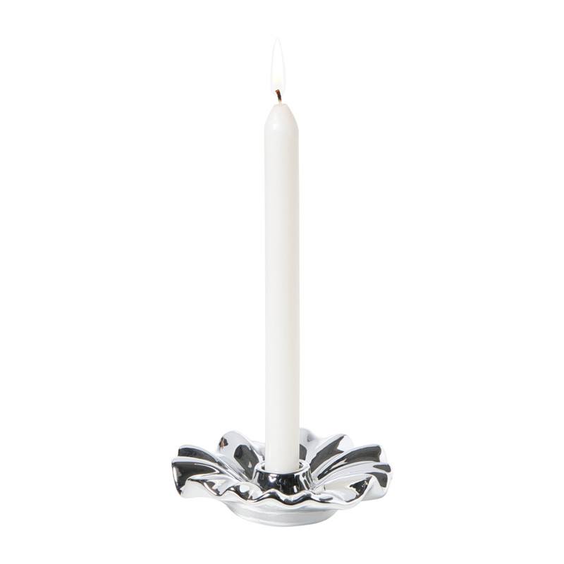 Kandelaar wave - zilverkleurig - ø12x3.5 cm