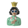 Kandelaar vrouw met bloemen - groen - 19.5x13x9 cm