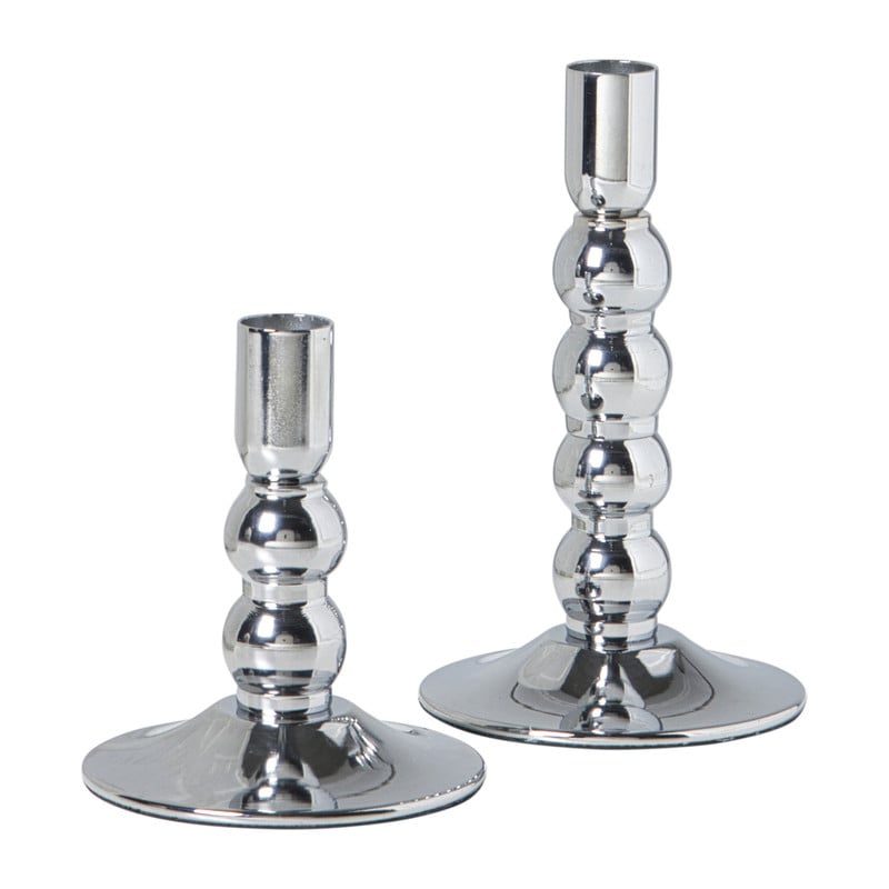 Kandelaar bollen klein - zilverkleurig - ø10x11.8 cm