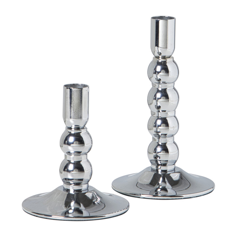 Kandelaar bollen groot - zilverkleurig - ø10x17 cm