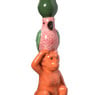 Kandelaar aap en vogel - multikleur - 25.8 cm