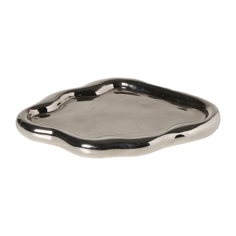 Plateau smoked - zilverkleurig - 2.8x28.5x19.5 cm