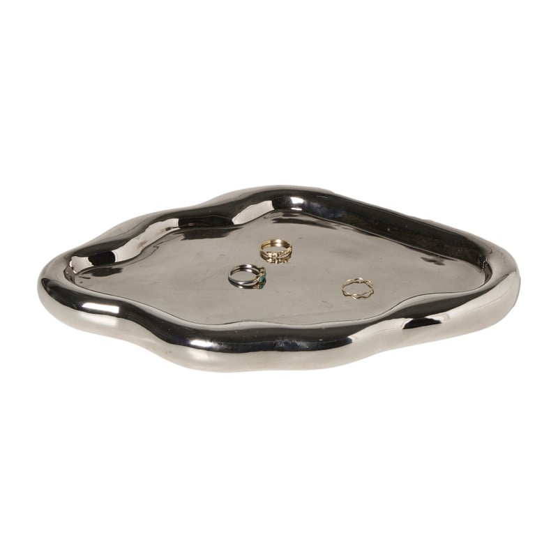 Plateau smoked - zilverkleurig - 2.8x28.5x19.5 cm