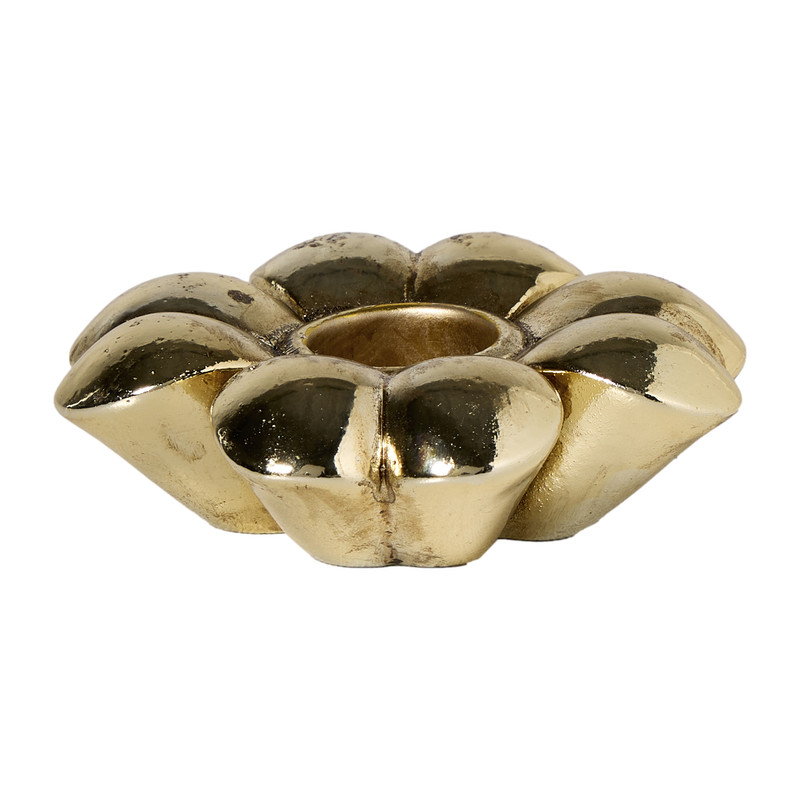 Kandelaar bloem - goudkleurig - ø8.5x3 cm