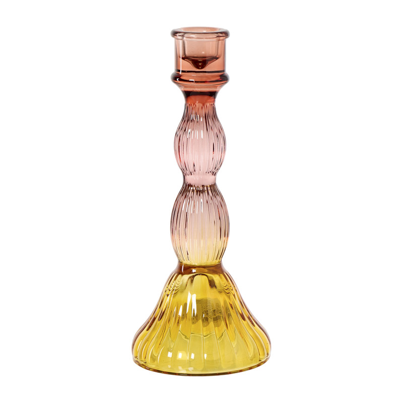 Kandelaar groot - rood/geel - ø9.5x23 cm