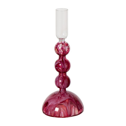Kandelaar dipdye - rood/wit - ø9x21 cm