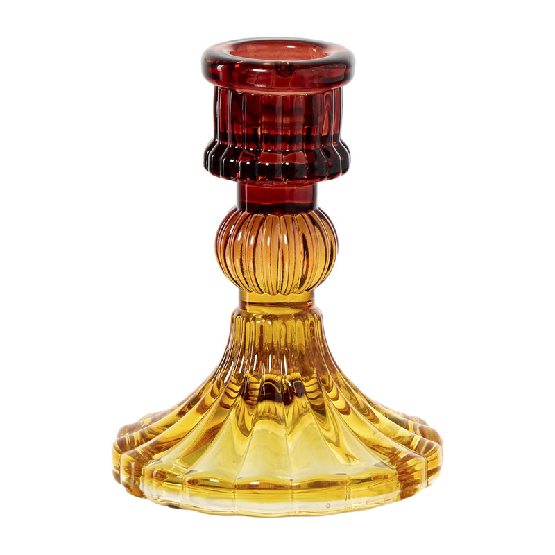 Kandelaar klein - rood/geel - ø7.8x10 cm