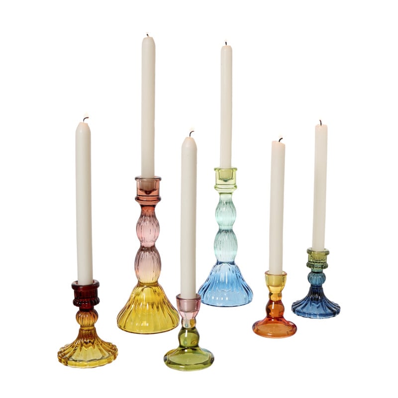 Kandelaar duo - rood/geel -  ø6.5x8.8 cm