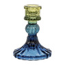 Kandelaar glas klein - groen/blauw - ø7.8x10 cm