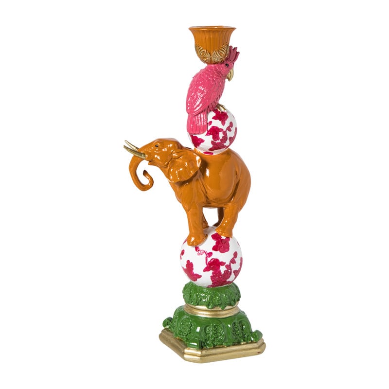 Kandelaar olifant - multikleur - 13x30 cm 