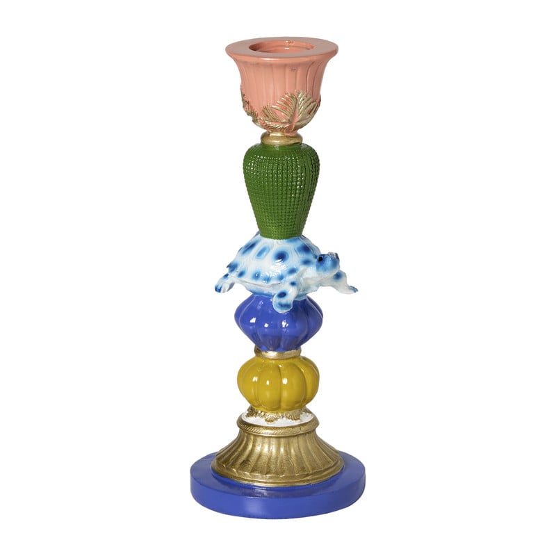 Kandelaar schildpad - multikleur - ø9x22.5 cm