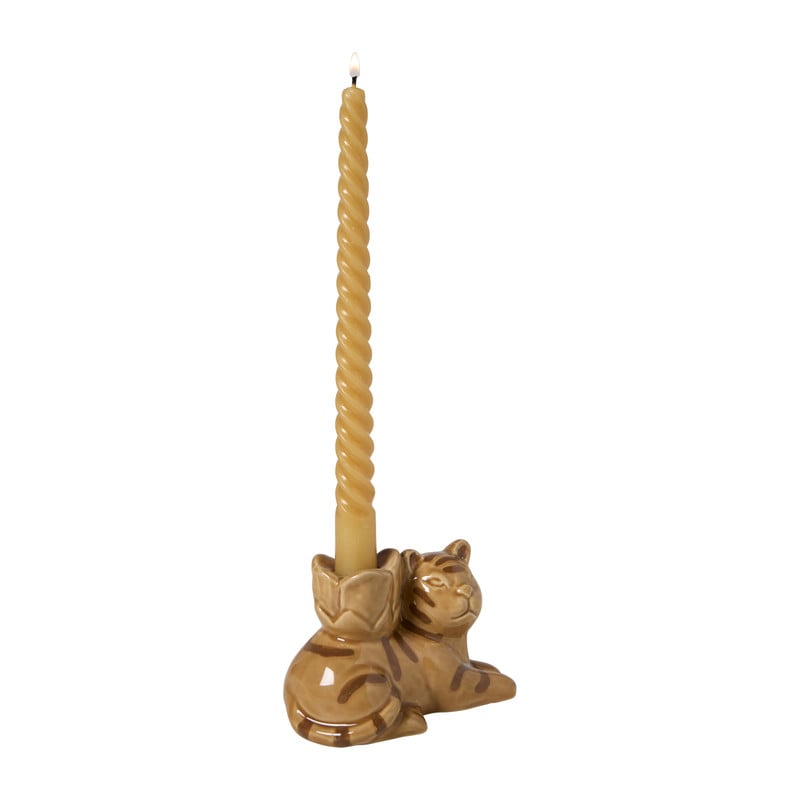 Kandelaar tijger - bruin - 12.5x8.5x7.5 cm