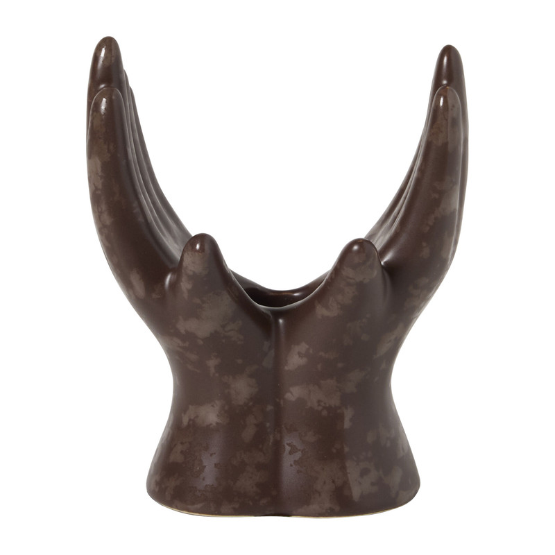 Kandelaar handen - bruin - ø6.6x11.9 cm