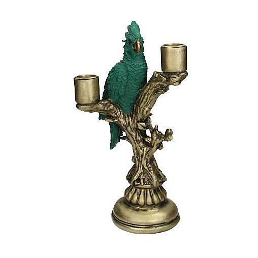 Kandelaar kaketoe - petrol - 14x13x27 cm