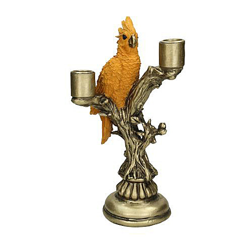 Kandelaar kaketoe - geel - 14x13x27 cm