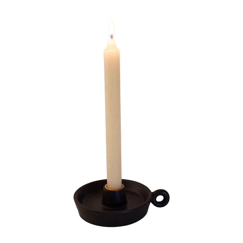 Kandelaar - zwart - porselein