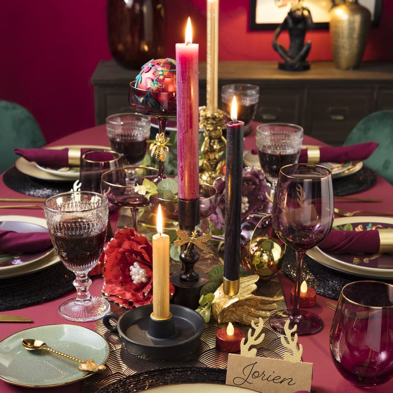 Dinerkaarshouder met bollen - zwart - 20 cm