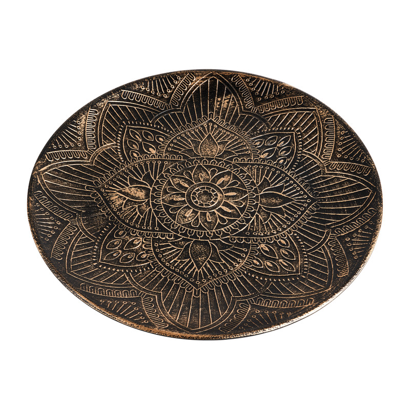 Decoratieplateau mandala - goud/zwart - Ø40x3 cm