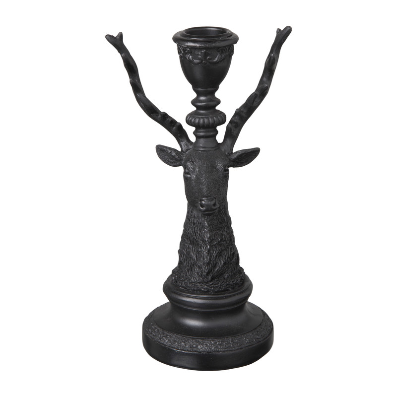 Kandelaar rendier – zwart - 10.5x8.2x19 cm